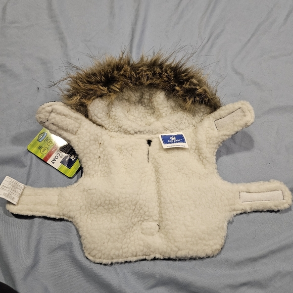 Top Paw dog hooded coat blue fur trim - Picture 5 of 12